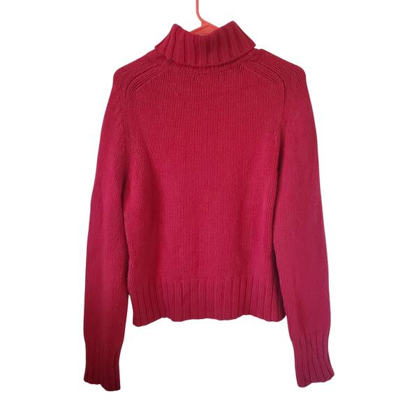 Express Wool Cashmere Blend Cable Knit Sweater Turtleneck Size XL Red - Picture 2 of 3